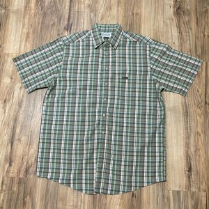 Carhartt Men's Large Green Brown Plaid Short Sleeve Button Down Shirt - GUC